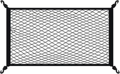 Car Cargo Net, 27.56" x 19.69" Elastic Stretchable Adjustable Vehicle Trunk Mesh Nets with Hook, Automotive Cargo Netting Storage Organizer, Universal for SUV Motorhome Lorry