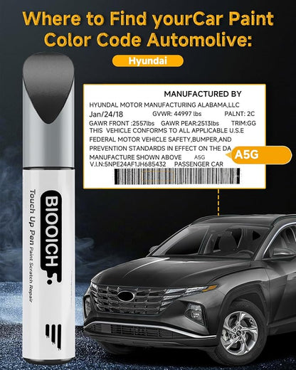 Touch Up Paint Pen Exact Color Match Car Chip and Scratch Repair (for Hyundai, Amazon Gray(A5G))