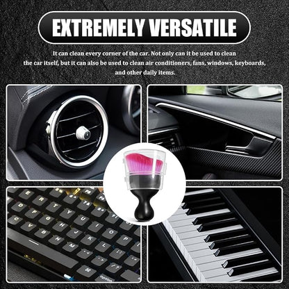 Car Detailing Brushes, Car Cleaning Brush, Auto Interior Soft Bristles Curved Cleaning Brush, Auto Detailing Dusting Tool Universal for Dashboard Air Conditioner Vent Computer (Black Purple)