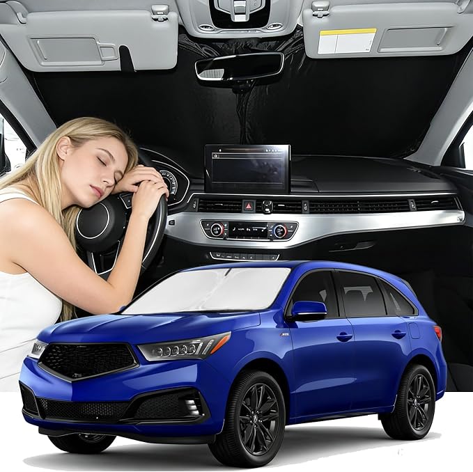Windshield Sunshade for Acura MDX 2014-2020 Sun Shade Car Windshield Accessories Upgrade 4 Layers Blocks UV Rays Custom Fit MDX 240T Car Window Shades Front Windshield Keep Cool Foldable