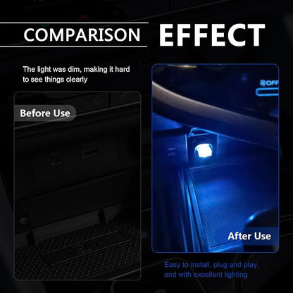 4 PCS USB LED Car Interior Ambient Lighting Kit, Portable Plug-in Atmosphere Lamp Decor Night Light, Universal Vehicle Interior Accessories for Most Cars (Blue)