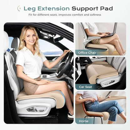 Coverado Car Seat Leg Extender Support Cushion, Leg Rest Cushion for Driver Seat, Universal Car Seat Leg Support, Leather Car Seat Cushion, Waterproof Leg Extension Pad for Long Driving (Update,Beige)