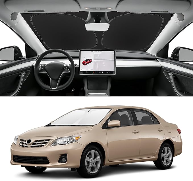 Custom Fit Windshield Sun Shade for Toyota Corolla 2009-2013, Blocks UV & Heat, Front Window Sunshade Accessories, Easy Fold & Store Keep Your Car Cooler