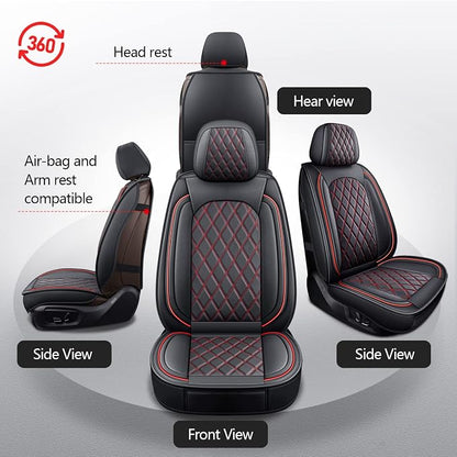 MIROZO Front Seat Covers for Ram,Waterproof Truck Seat Cover Compatible with 2009-2026 RAM 1500/2500/3500 Crew Quad Cab, Car Seat Protector Pickup Cushions (2 PCS Front,Black and Red)
