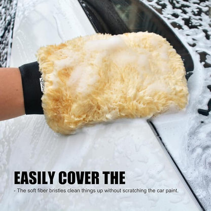 QMX™3-Pack Ultra-Soft Microfiber Car Wash Mitts Scratch-Free Double-Sided Wash & Wax Mitt for Safe Detailing and Paint Care