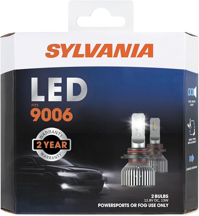 SYLVANIA 9006 LED - Fog Lights For Cars and Trucks - Headlight Bulbs for Off Road Powersports - 6000k Cool White LED Light - Long-Lasting Bulbs - No Polarity - DIY Upgrade
