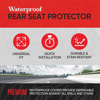Motor Trend Front & Rear Car Seat Covers Full Set - Gray Cloth Bucket Seat Covers for Front Seats + Waterproof Rear Split Bench Cover – Universal Fit for Car Truck SUV Van Interior Protection