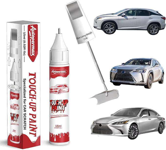 1J4 Silver Lining Metallic Car Touch Up Paint for Lexus, Color Accurate Two-In-One Car Paint Scratch Repair Pen, Professional Scratch Remover for Vehicles Chips and Nicks Scuff