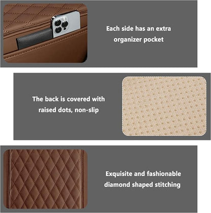 Stacool Upgraded Car Center Console Cover,Microfiber Leather Car Armrest Cover Cushion with 2 Storage Bags,Universal Car Armrest Storage Box (Brown)