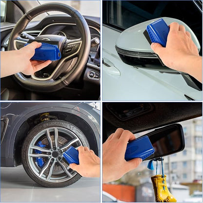NQEUEPN 2pcs Tire Shine Sponge Pad, Reusable Tire Shine Applicator with Ergonomic Rectangular Box Auto Detailing Wheel Cleaner Car Tire Brush for Car Cleaning Supplies (Blue)