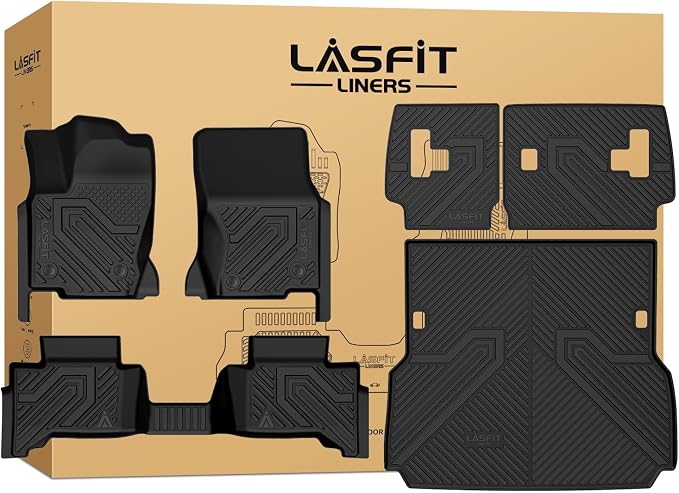 LASFIT Floor Mats for Toyota Land Cruiser 2026 2025 2024 2027, All Weather TPE Custom Fit Rear Trunk Mat for Land Cruiser Accessories, Land Cruiser Cargo&Backrest&Floor Mats
