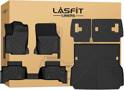 LASFIT Floor Mats for Toyota Land Cruiser 2026 2025 2024 2027, All Weather TPE Custom Fit Rear Trunk Mat for Land Cruiser Accessories, Land Cruiser Cargo&Backrest&Floor Mats