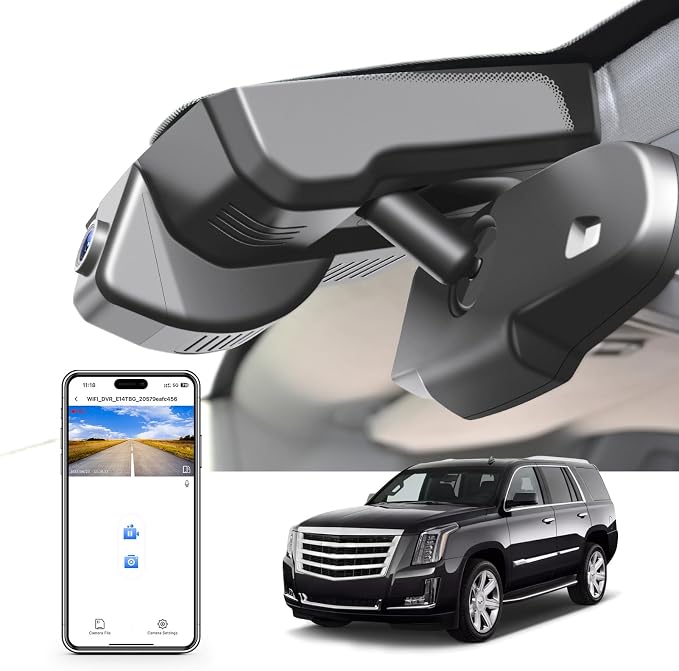 Mangoal Front 4K & Rear 1080p Dash Cam for Cadillac Escalade/Escalade ESV 2015-2020(Model B), Model B & Model C Have Same Models Years but Vehicle Sensor Cover are Different, WiFi & App, 128GB Card