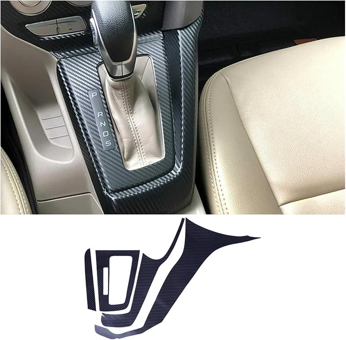Qizm 1Set Carbon Fiber Grain Interior Gear Panel Window Control Switch Sticker Kit Fit for Ford Focus 2012-2014 LHD