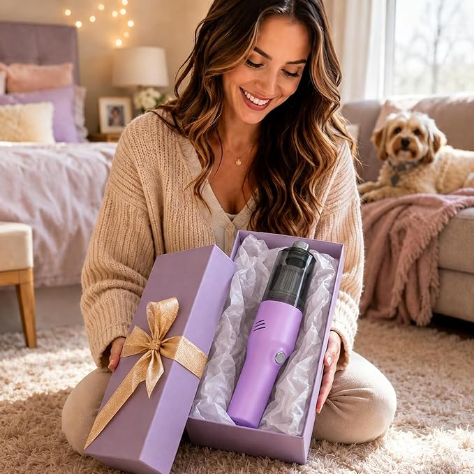 catsMeow Mini Handheld Vacuum Cordless, Lightweight Portable Vacuum Cleaner for Home, Car, Desk, Keyboard, Sofa and Crumbs, USB Rechargeable Small Vacuum with Washable Filter, Stylish Lavender Purple