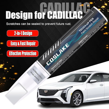 Car Touch Up Paint(Crystal White Tricoat(G1W/WA140X)) for Cadillac, Car Paint Scratch Repair Kit, Quick & Easy Solution to Repair, 2 in 1 Scratch Remover Pen with 2PCS Disposable Micro Applicators