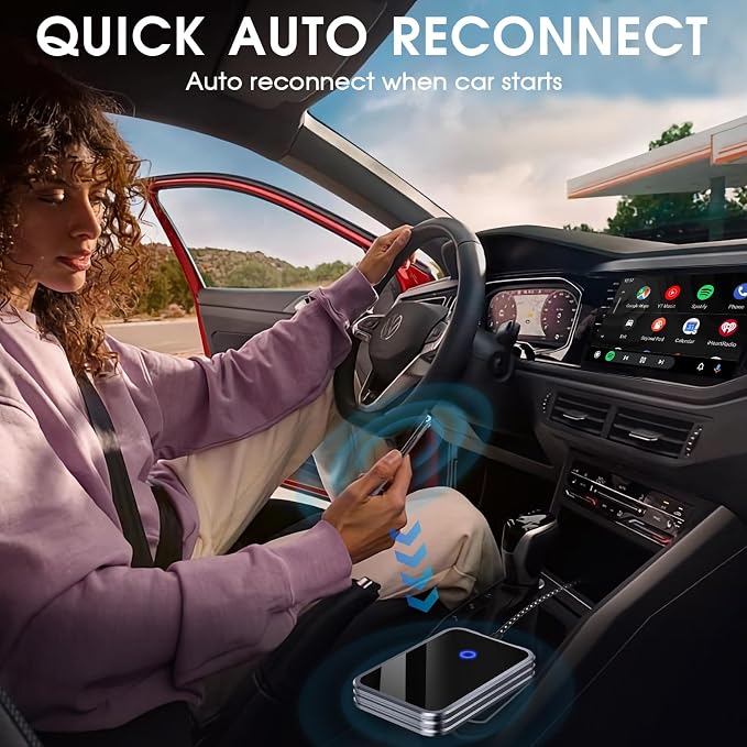 Wireless CarPlay Adapter & Android Auto Wireless Adapter, 2 in 1 Convert USB Bluetooth Wired to Connect for OEM Wired Cars-Stable Connect to Phone (Pearl Gray)