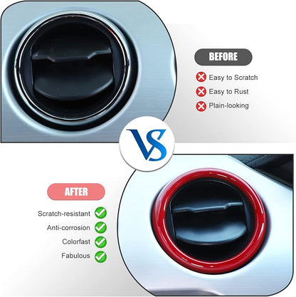 RT-TCZ Center Console Air Conditioner Outlet Vent Trim Cover Ring Interior Accessories for Ford Mustang 2015-2022,3PCS (Red)