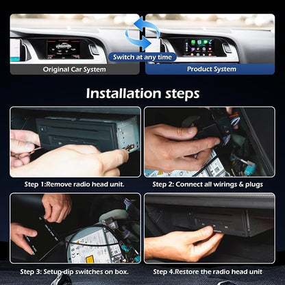 Wireless CarPlay Android Auto Adapter Retrofit Kit Decoder Compatible with Audi A5 B8 MMI 3G High/MML 3G+ from 2010-2020, Support Reverse Camera, Mirror Link, USB Stick Playback