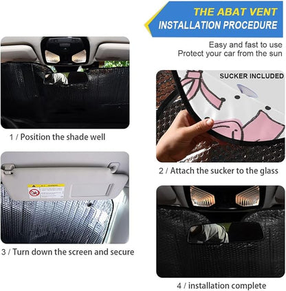 Cute Bows Pink Windshield Sun Shade for Car Auto SUV Truck Foldable Front Window Sunshade Sun Visor Protector Block UV Rays Reflect Heat, 55" x 28"