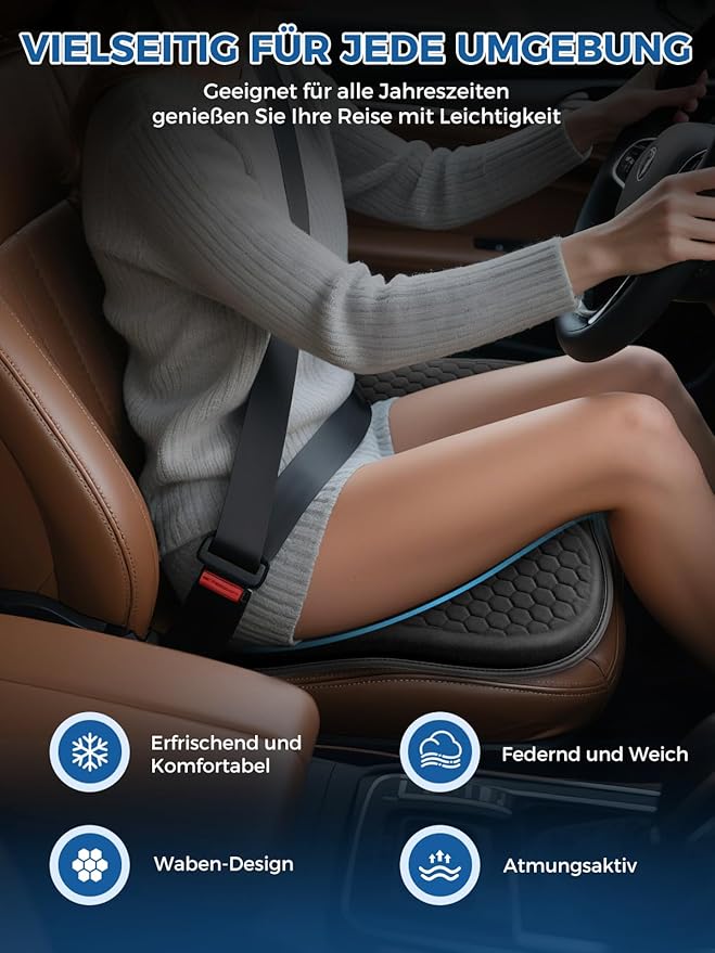 Honeycomb Car Gel Seat Cushion Soft Breathable Maintain a Refreshing Feel Relieve Hip Pressure This Seat Cushion Suitable For All Seasons for Car Office Home Wheelchair Chair Long Sitting Use