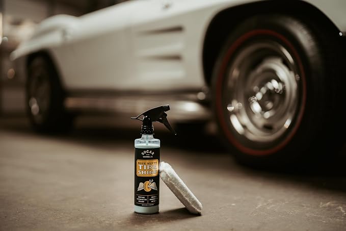 Blue Suede Tire Shine with Protect Shield Formula™ – Tire Dressing for Smooth Medium Shine & UV Protection, No Sling, Petroleum-Free, Dry-to-Touch
