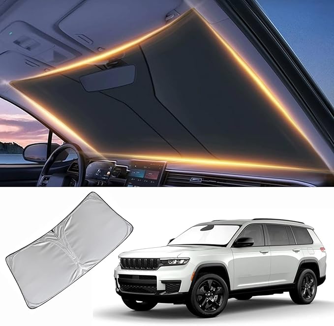 Windshield Sun Shade for Jeep Grand Cherokee Front Window Shades Cover for Grand Cherokee 2001-2025 Windshield Sun Visor Protector Car Accessories