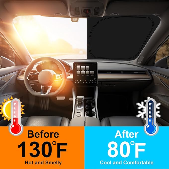 Custom Fit Windshield Sun Shade for Honda CRV CR-V 2017-2022 | Custom Fit Windshield Cover, Blocks UV Rays, Double-Layer Heat Shield, Durable Frame, Easy Fold & Storage