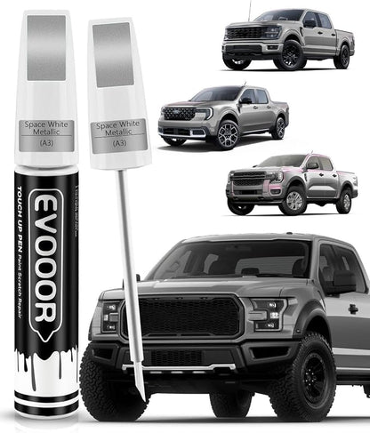 Touch Up Paint for Ford – Exact Match 2 in 1 Paint Pen for Chips and Nicks Repair (Space White Metallic(A3))
