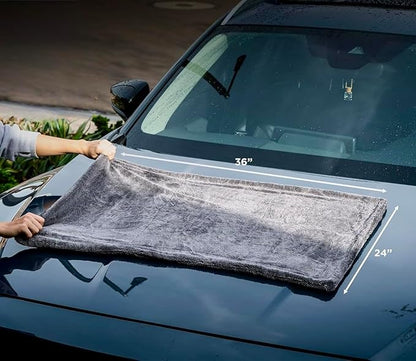 ZAID Car Drying Towel 1200 GSM Microfiber Double Twist Pile & Edgeless Design, 1 Quick & Effortless Dry - 24” x 36”