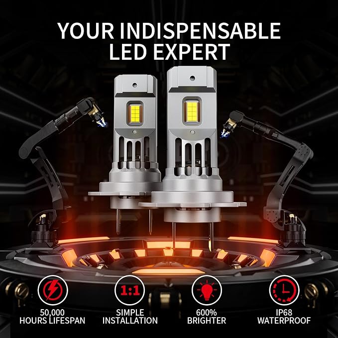 Latest 𝖧𝟩 Bulbs, 90,000LM 6500K White Super Bright, 1:1 Halogen Size, 6500K Cool White, No Adapter Required, Easy Install Non-Polarity Off Road Lights, Pack of 2