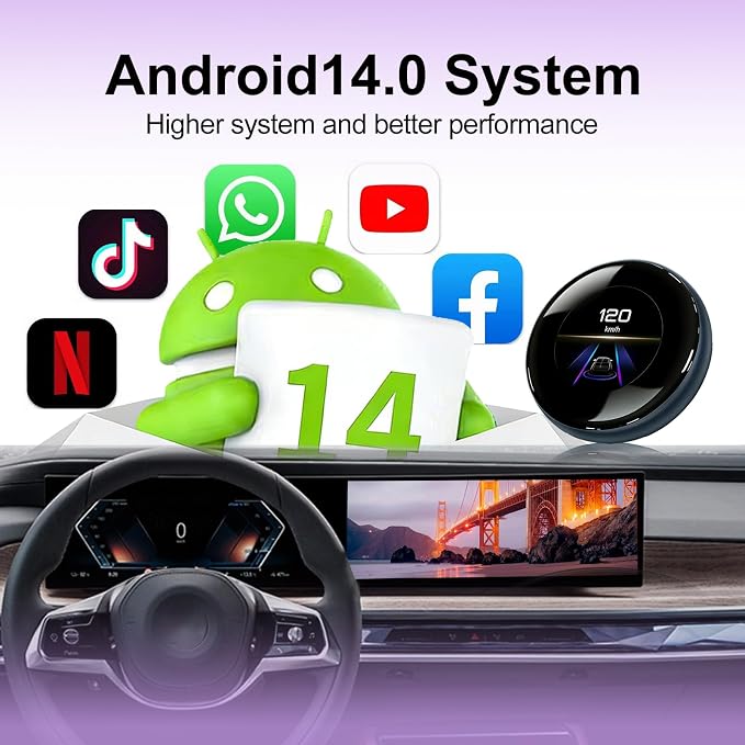 CarPlay Magic AI Box with 3.2” Touchscreen, Supports OEM Wired & Wireless CarPlay, Android 14 Wireless CarPlay & Android Auto for BMW, Mercedes, Audi, Porsche, Netflix YouTube, 4G LTE, Plug & Play