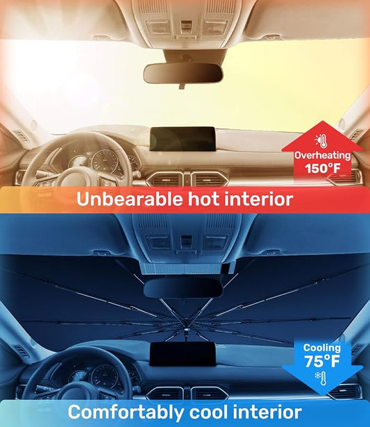 Zanch Upgrade Windshield Sun Shade, Custom Fit for Mazda CX-5 2017-2025 [Titanium-Silver Reflective Coating] Blocks 99% UV & Heat, Sunshade Umbrella for Mazda CX-5 2017 2018 ... 2024 2025