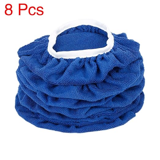 X AUTOHAUX 8pcs 9-10" Navy Blue Microfiber Car Polishing Waxing Bonnet Buffing Pad Cover