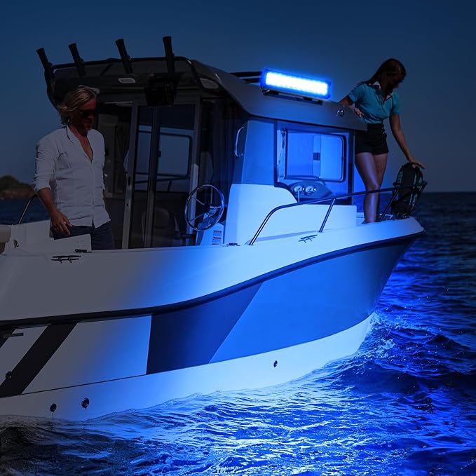 Nilight LED Light Bar 12 Inch 72W Spot Flood Combo Blue Beam Off Road Lights Fishing Hunting Emergency Deck Boat Work Lighting for Trucks UTV Pick-up Van Boat Tractor
