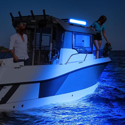 Nilight LED Light Bar 12 Inch 72W Spot Flood Combo Blue Beam Off Road Lights Fishing Hunting Emergency Deck Boat Work Lighting for Trucks UTV Pick-up Van Boat Tractor