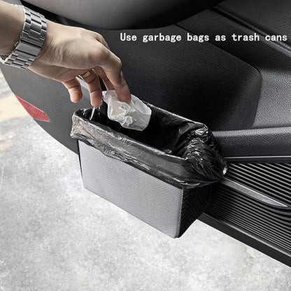 Car Trash Can, Foldable Multifunctional Hanging Storage Box Trash Can with a Roll of Garbage Bag, Multi Pocket Design Suitable for Car, Home, and Office Car Trash Cans (Grey)