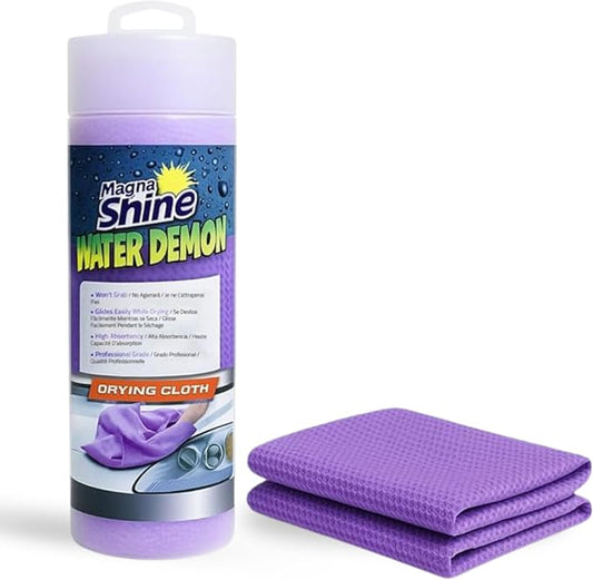 HI-TECH Magna Shine Water Demon Drying Towel – Ultra Absorbent Microfiber Car Detailing Towel – 27x17 – Fast-Drying, Waffle Texture – Cars, Trucks, Boats, Bikes