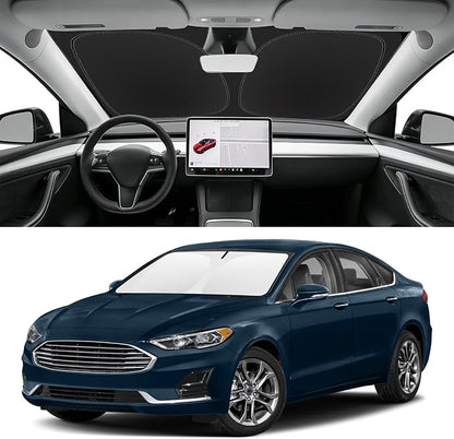 Custom Fit Windshield Sun Shade for Ford Fusion 2013-2021, Blocks UV & Heat, Front Window Sunshade Accessories, Easy Fold & Store Keep Your Car Cooler