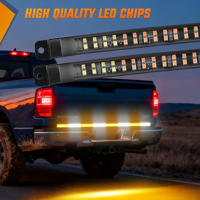 Nilight 49 Inch Emergency Strobe Light Strips with Controller, 288LED Flashing Warning Hazard Safety Rear Window Tailgate Lights for Truck Trailer Construction Plow Pickup SUV Vehicle, Amber White