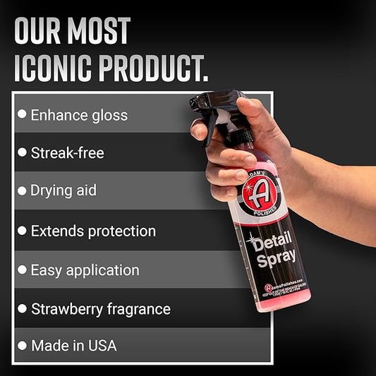 Adam's Detail Spray 5 Gallon - Quick Waterless Detailer Spray for Car Detailing, Polisher Clay Bar & Car Wax Boosting Tech, Add Shine Gloss Depth Paint | Car Wash Kit & Dust Remover