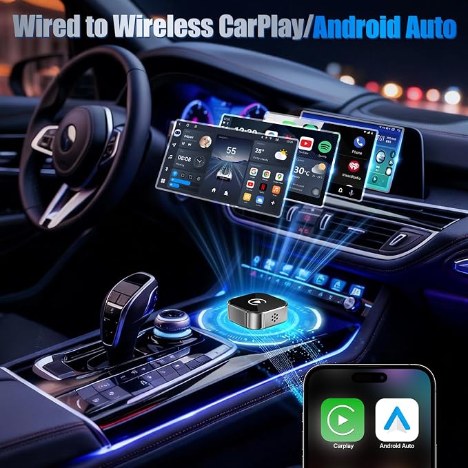2026 Wireless Car Adapter - Universal Smart Screen Converter, USB-C/Type-C,Plug & Play, Zero Delay Needs Built-in Vehicle System (Silver)