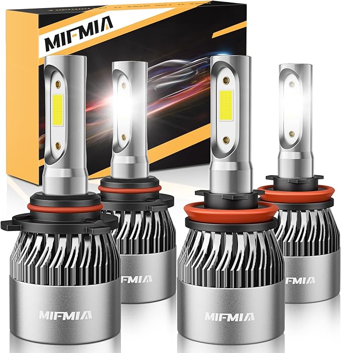 𝖧𝟣𝟣 𝟫𝟢𝟢𝟧 Bulbs Combo, 80000LM 800% Brighter, Backup 𝖧𝖡𝟥 𝖧𝟪 𝖧𝟫 Bulb 6500K Cool White Plug and Play IP68 Waterproof Interior Off-Road Fog Lights, Pack of 4