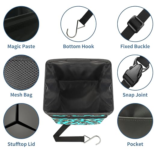 Car Trash Can – Multi-Purpose, Lightweight and Portable with Durable Water-Resistant Coating, No Installation Required, Practical and Ample Capacity, Variety of Colors.Tiger Pattern