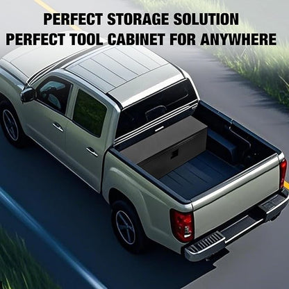 Underbody Truck Tool Box Steel Storage ToolBox, Tool Chest Organizer w/Lock and Keys For Pickup, Truck Bed, RV, Trailer, Heavy Duty Waterproof Black Box,36 x 15 x 15 Inch