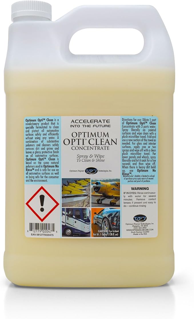 Optimum Opti-Clean Waterless Wash and Protect - Concentrated Waterless Car Cleaning Spray and Polymer Protection (1 Gallon)
