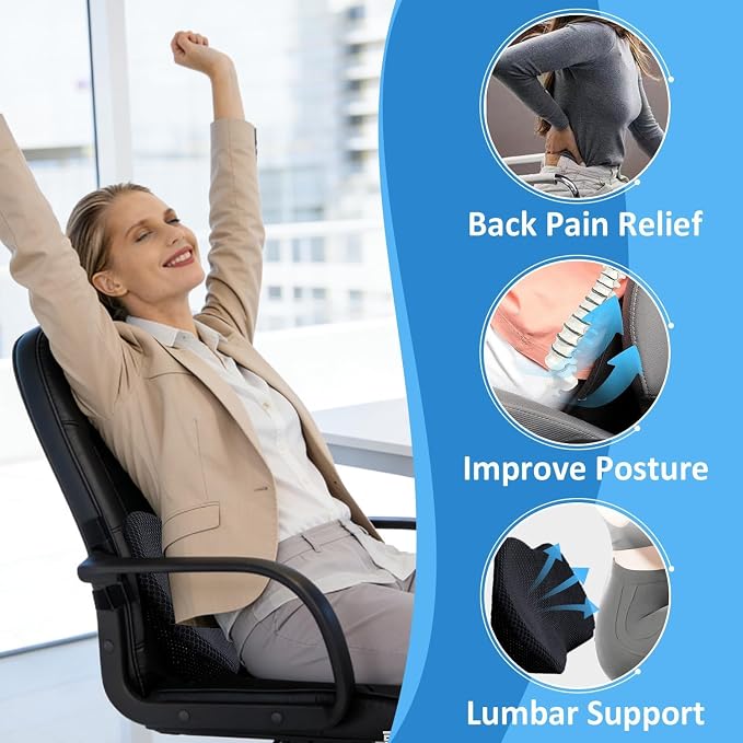 Wedge Car Seat Cushion, Memory Foam Car Truck Coccyx Seat Pillow for Driving - Sciatica and Back Pain Relief - Heightening Wedge Cushions for Car Driver Office Lumbar Tailbone Support