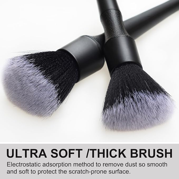 2 Microfiber Detailing Brushes, Car Interior Detailing Brush for Air Vent,Dashboard, Leather,Cleaning Tool Efficient Dust Removal for Car Interior, Computers, Keyboards, Digital Device