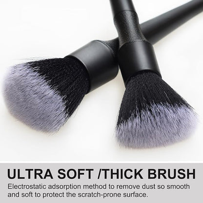 2 Microfiber Detailing Brushes, Car Interior Detailing Brush for Air Vent,Dashboard, Leather,Cleaning Tool Efficient Dust Removal for Car Interior, Computers, Keyboards, Digital Device