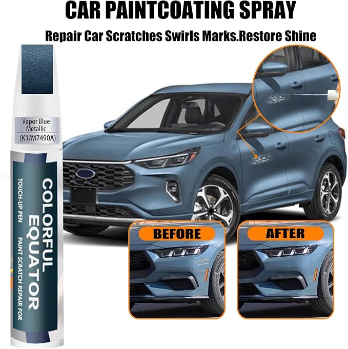 K1/M7490A Vapor Blue Metallic Touch Up Paint for Ford, Car Paint Pen Scratch Repair Two-In-One Touch Up Paint, Premium Car Scratch Remover for Deep Scratches